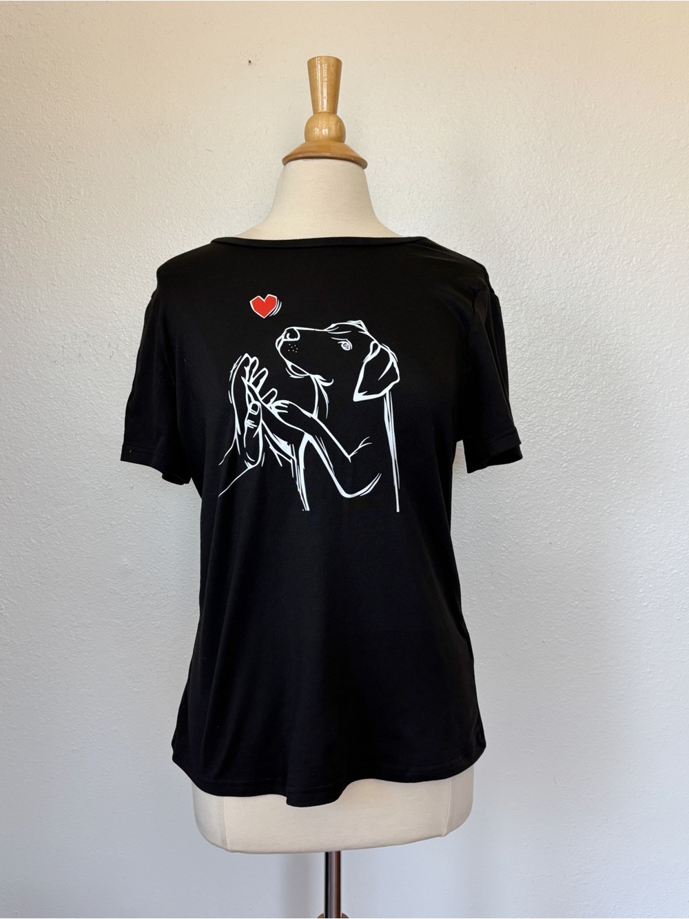 Black Dog Heart Short Sleeve Soft Graphic Tee